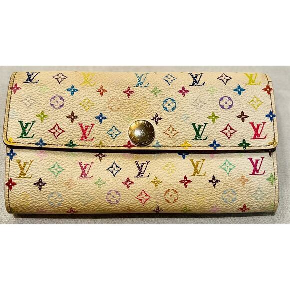 Vintage Louis Vuitton Monogram Multicolor Portefeuille Sarah Long Wallet